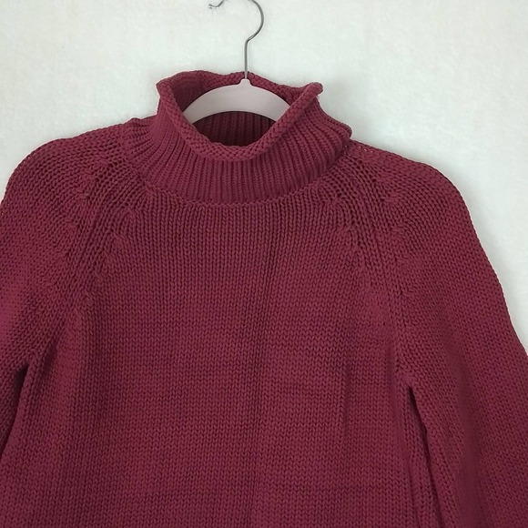 LOFT Chunky‎ Knit Oversized Sweater Size S Fuchsia Cotton Blend 3/4 Sleeve - Picture 4 of 11